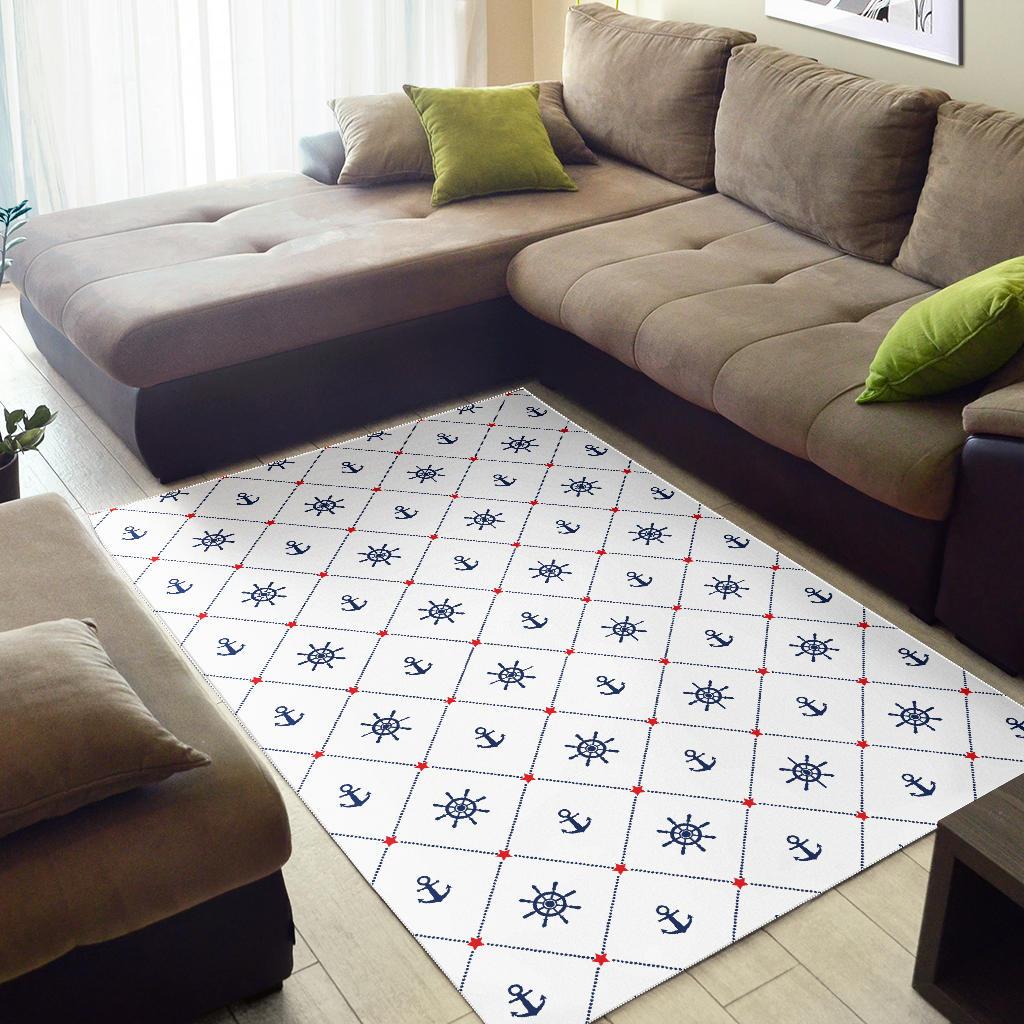 Anchor rudder nautical design pattern Area Rug