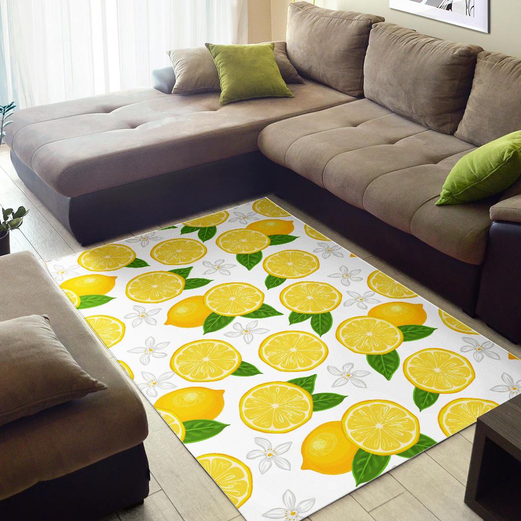 Lemon Flower Pattern Area Rug