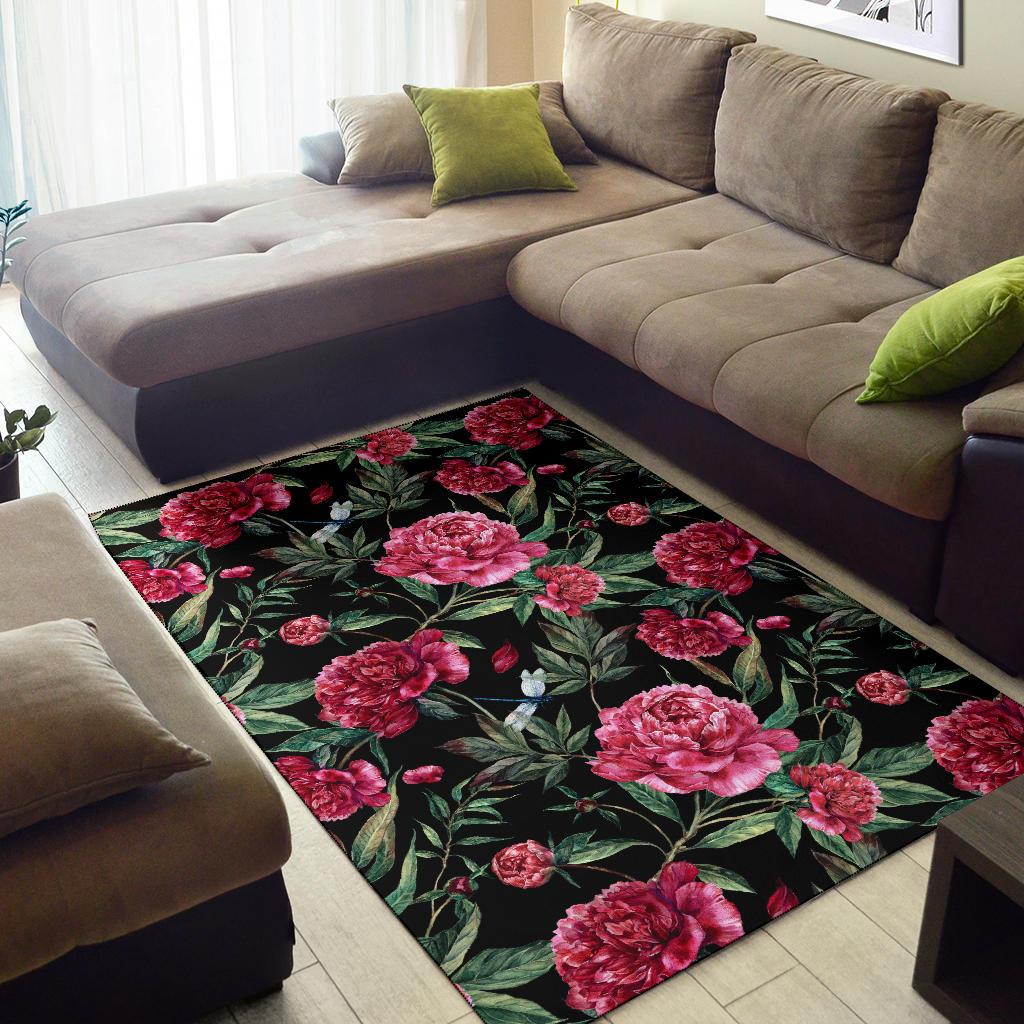 Peony Pattern Print Design PE04 Area Rugs