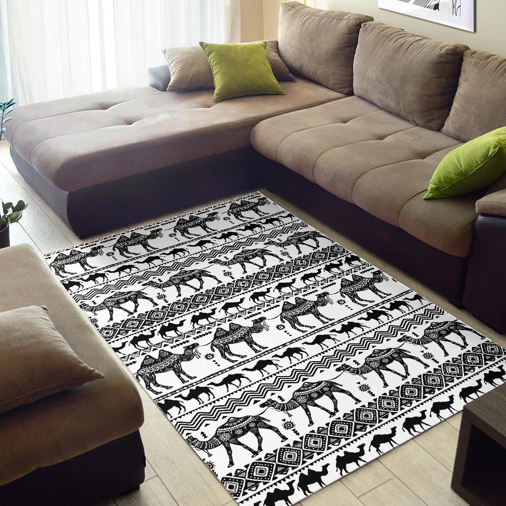 Camel polynesian tribal pattern Area Rug