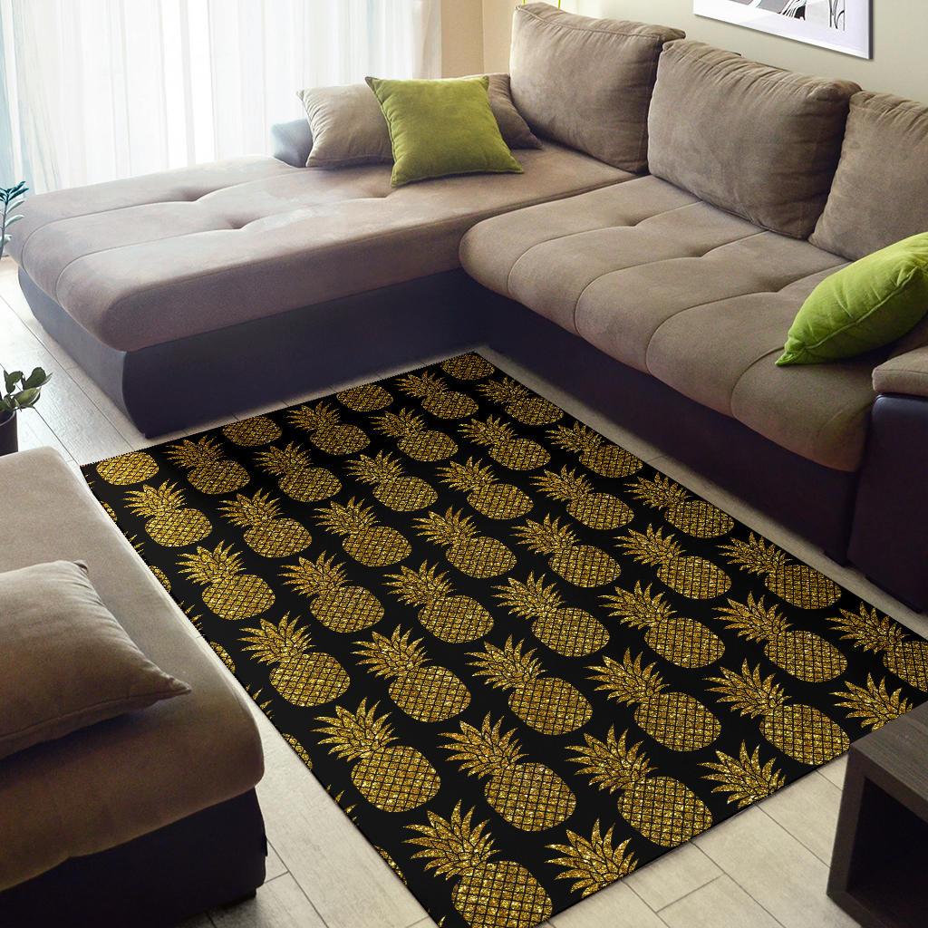 Gold Pineapple Pattern Print Design PP011 Area Rugs