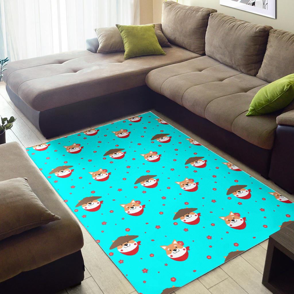 Shiba Inu Japanese Hat Pattern Area Rug