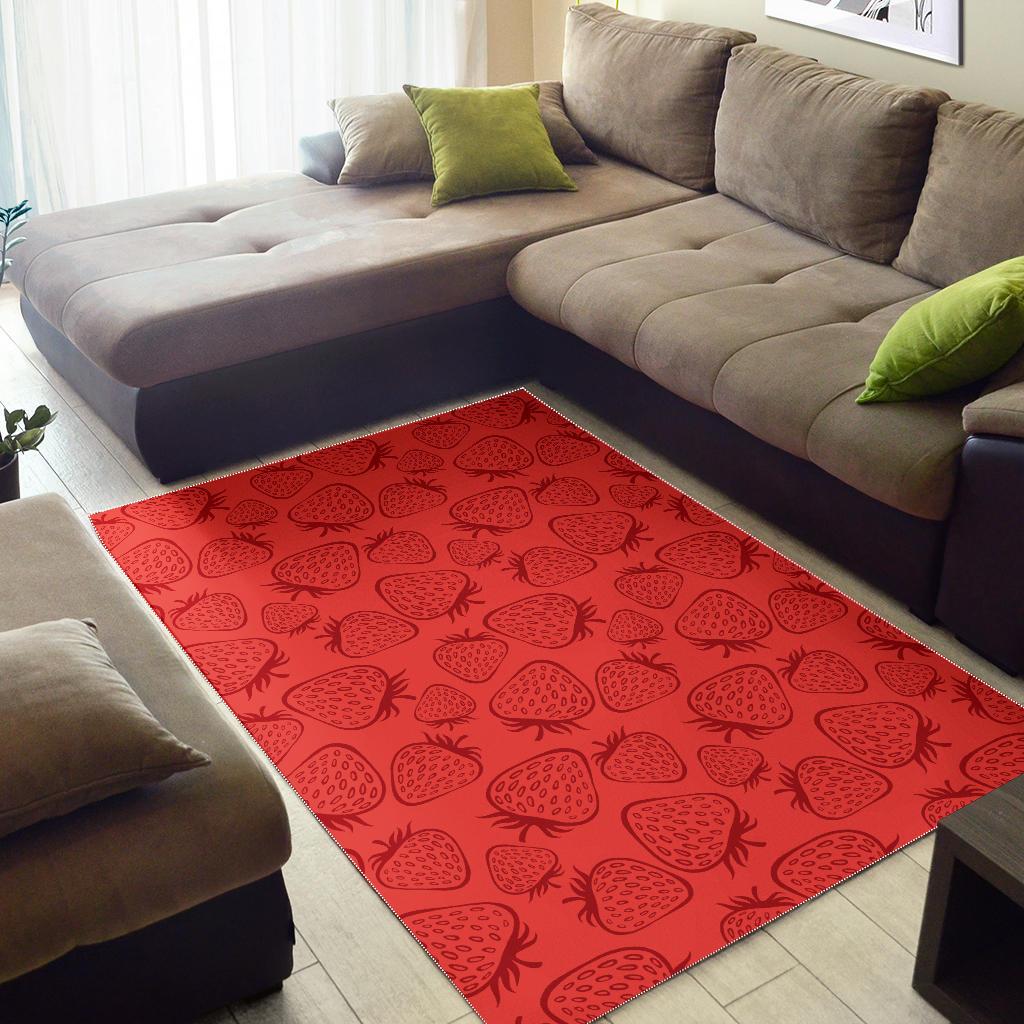 strawberry pattern red background Area Rug
