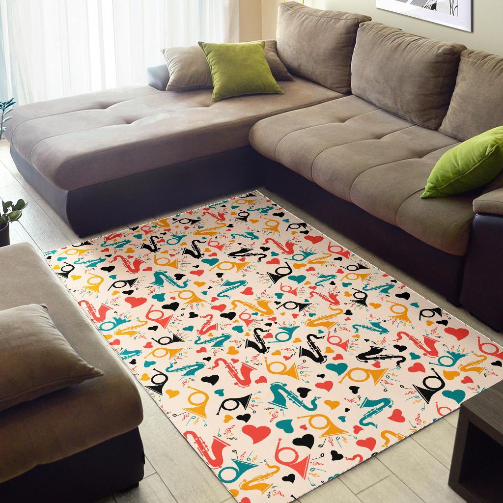 Saxophone Pattern Background Area Rug