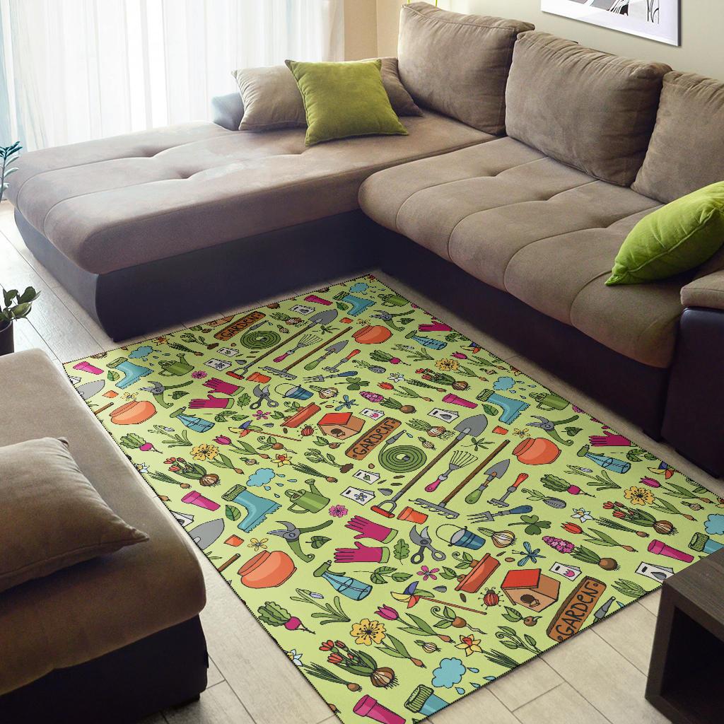 Gardening Pattern Print Design G02 Area Rugs