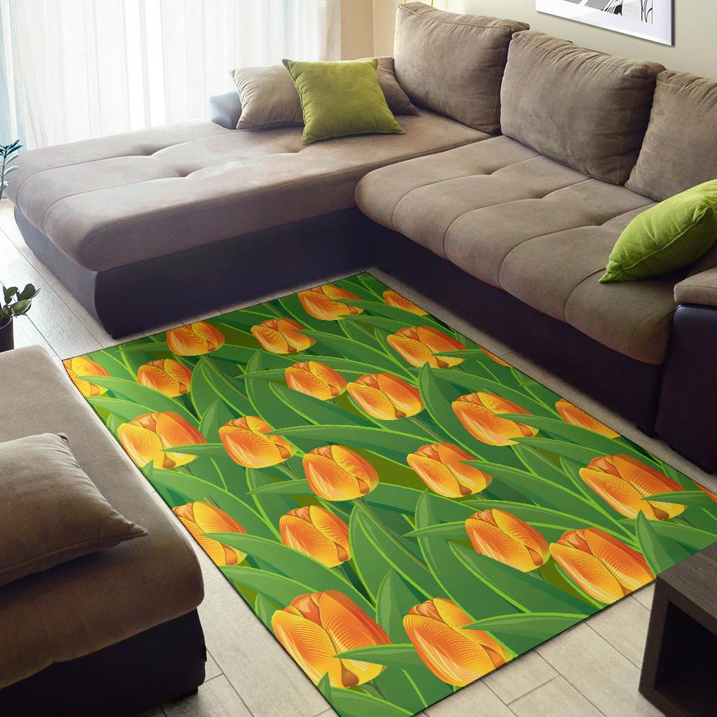 Tulip Orange Pattern Print Design TP07 Area Rugs