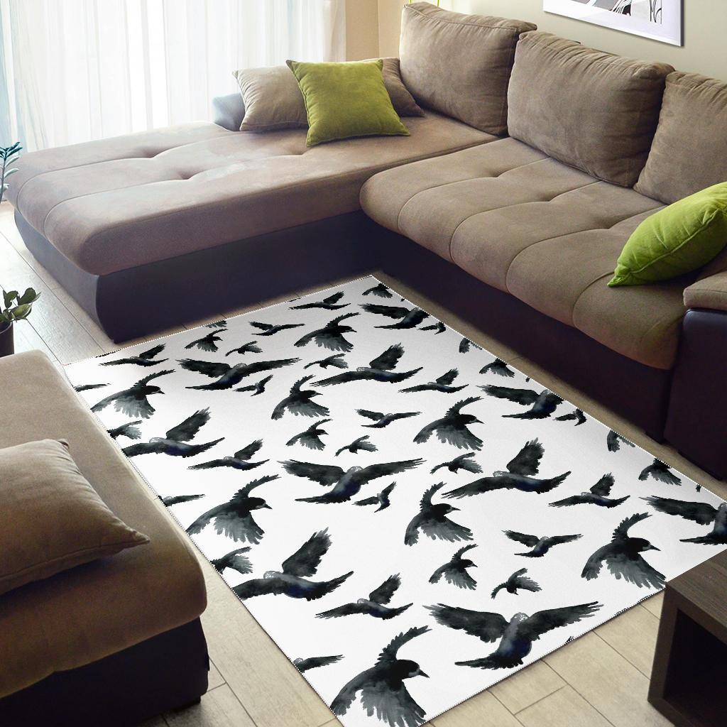 Crow Water Color Pattern Area Rug