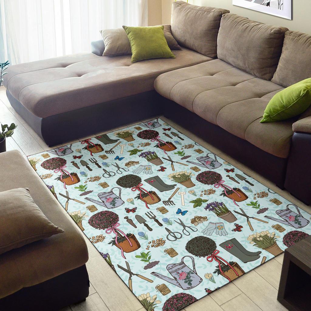 Gardening Pattern Print Design G01 Area Rugs