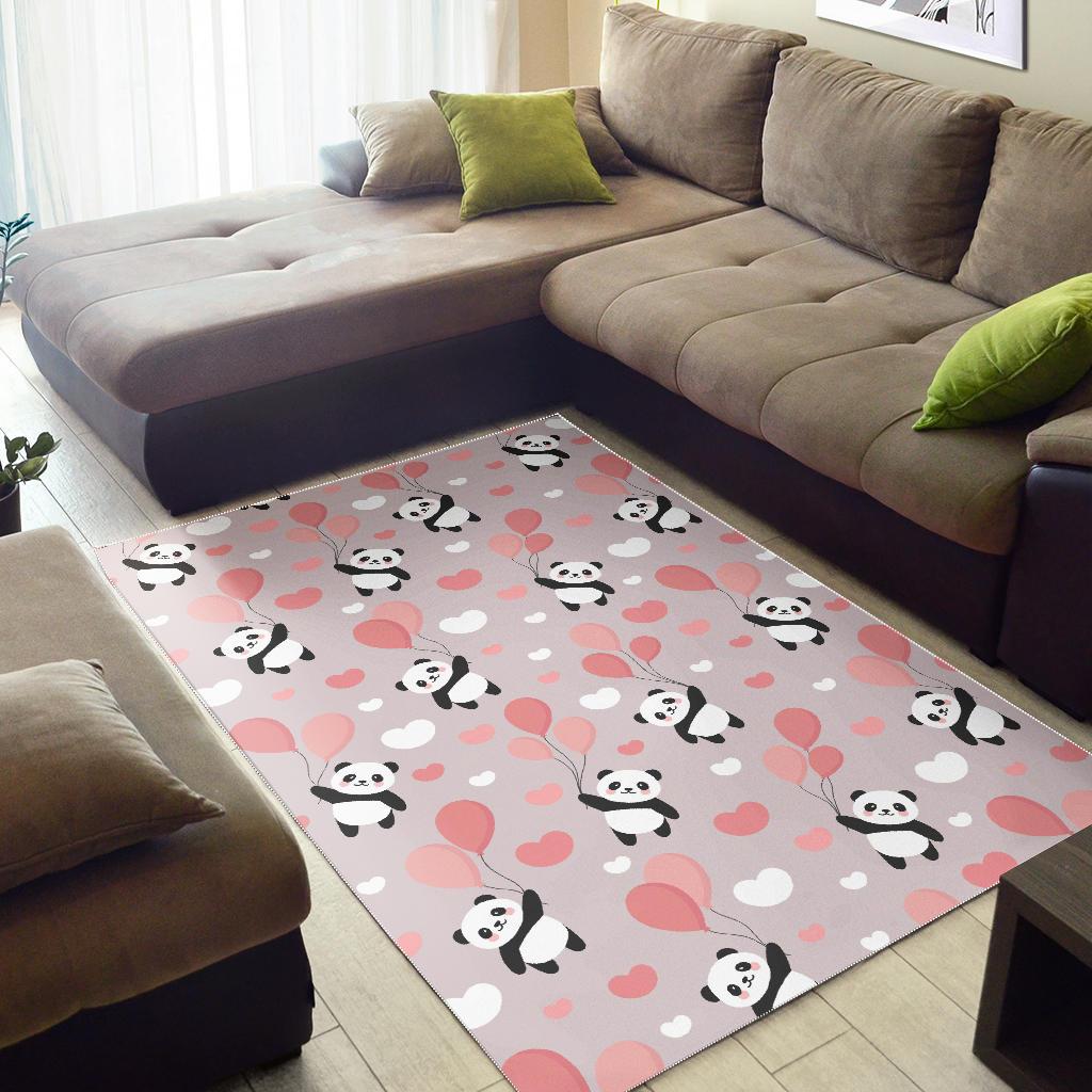 Cute panda ballon heart pattern Area Rug
