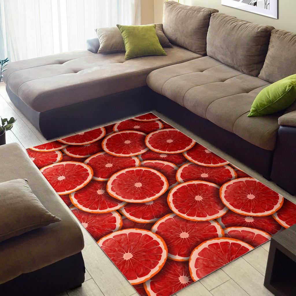 Sliced Grapefruit Pattern Background Area Rug