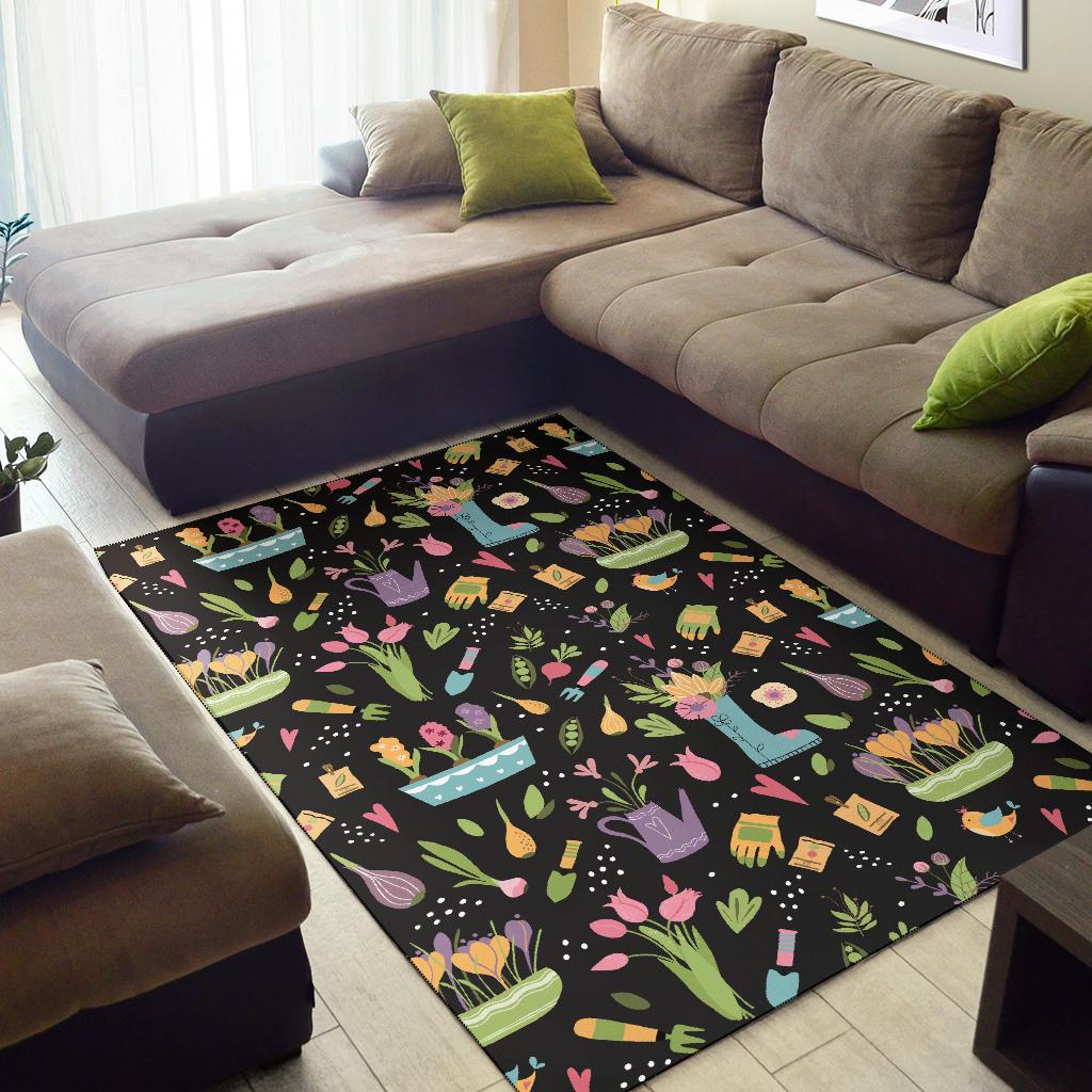 Gardening Pattern Print Design G03 Area Rugs