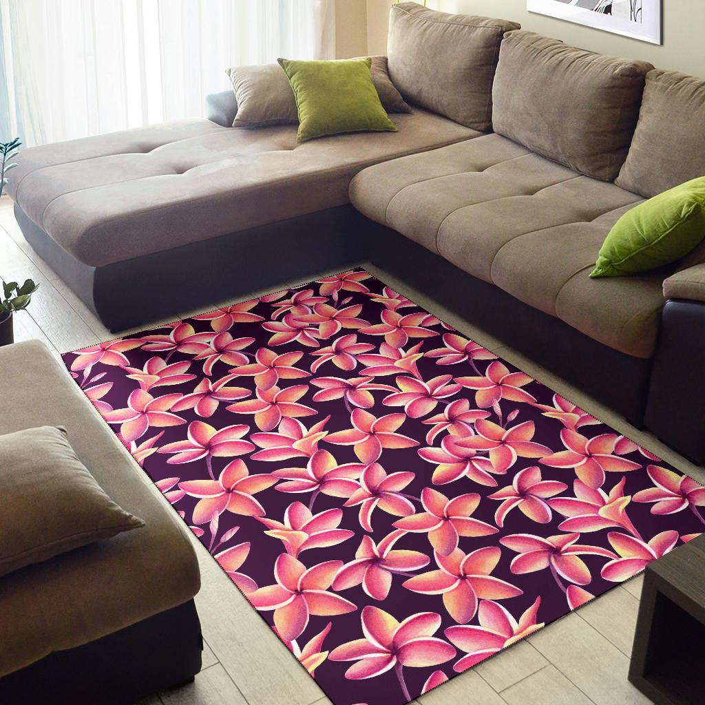 Purple Plumeria Pattern Print Design PM010 Area Rugs