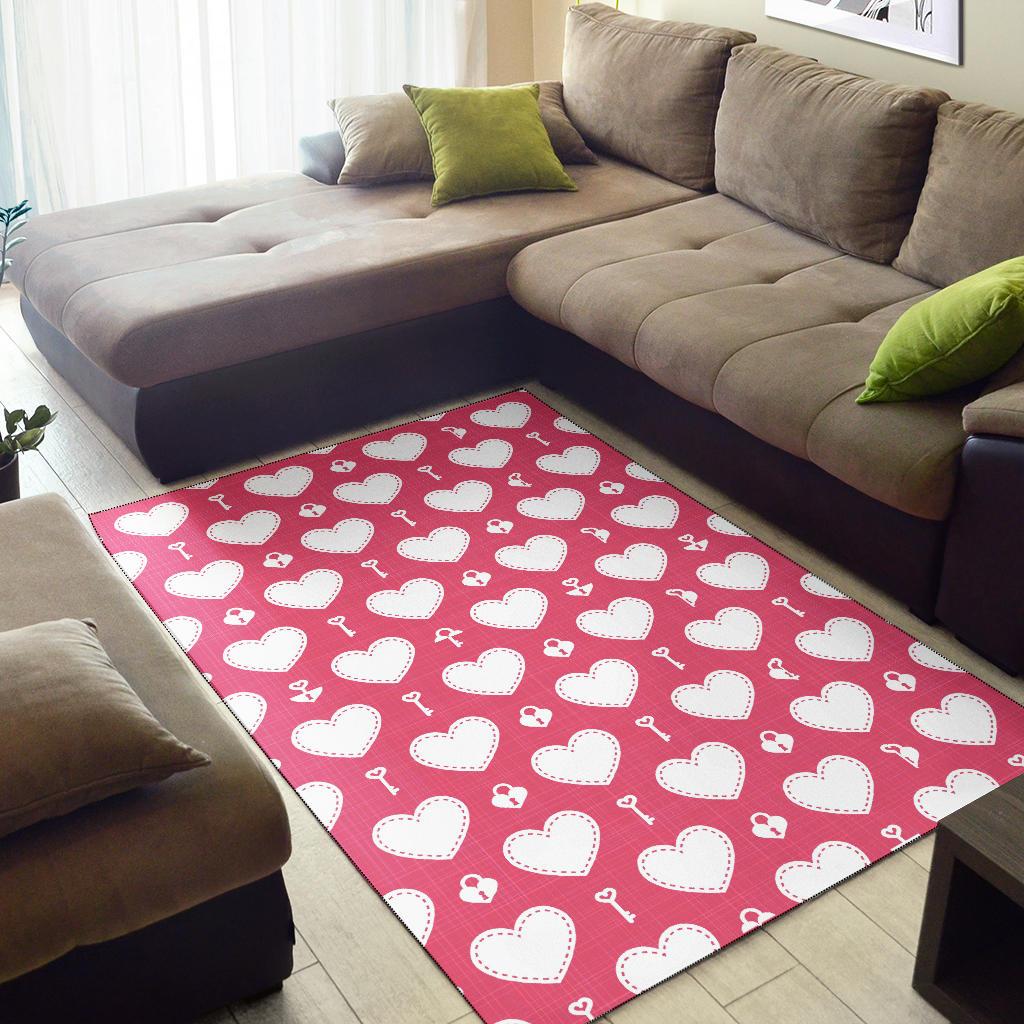 Heart Key Pattern Print Design HE09 Area Rugs