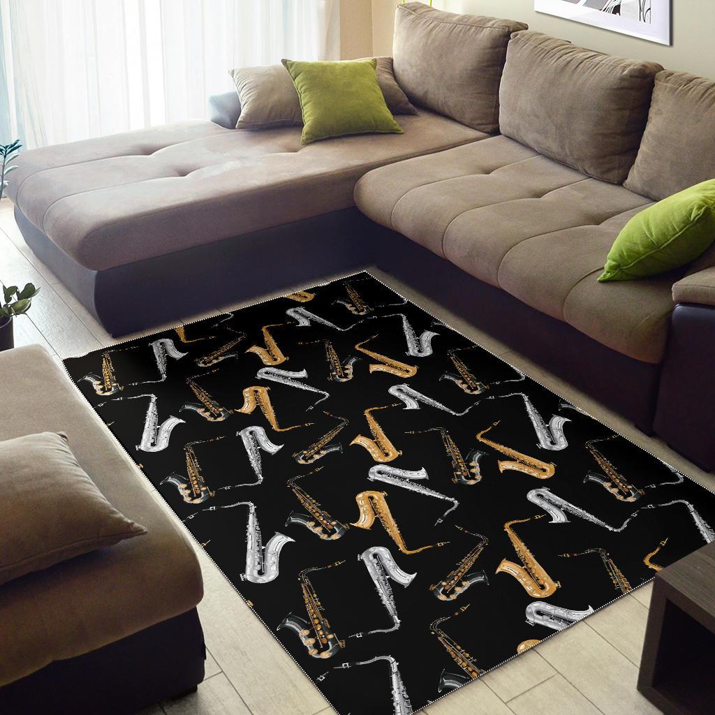 saxophone design pattern Area Rug