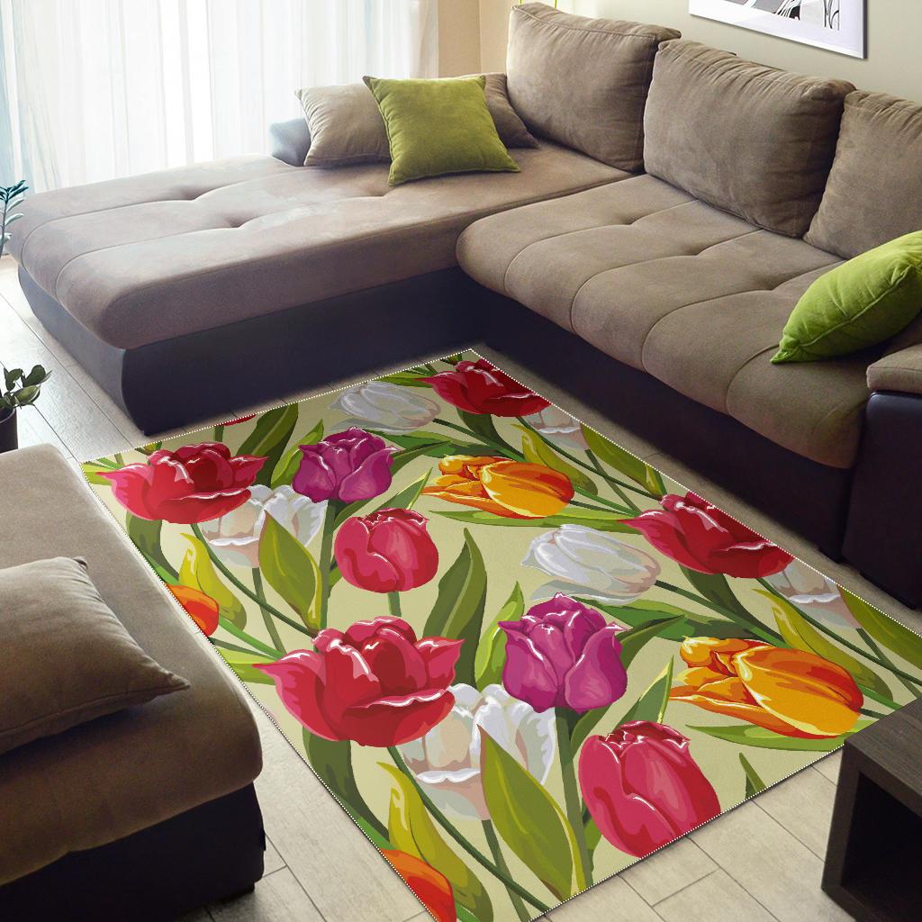Colorful Tulip Pattern Area Rug