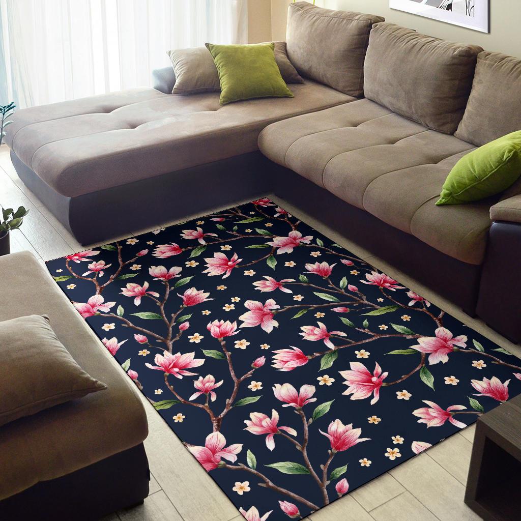 Magnolia Pattern Print Design MAG09 Area Rugs