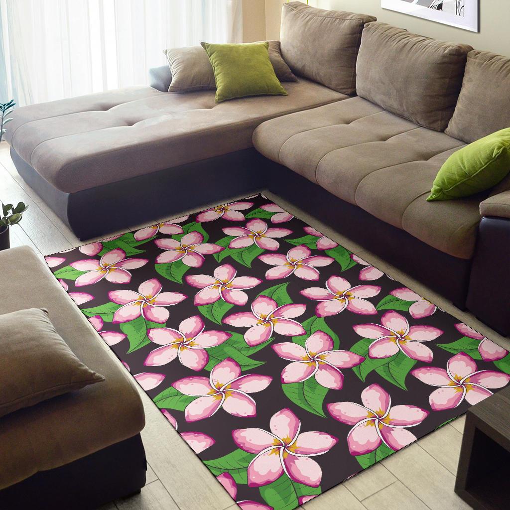 Pink Plumeria Pattern Print Design PM019 Area Rugs