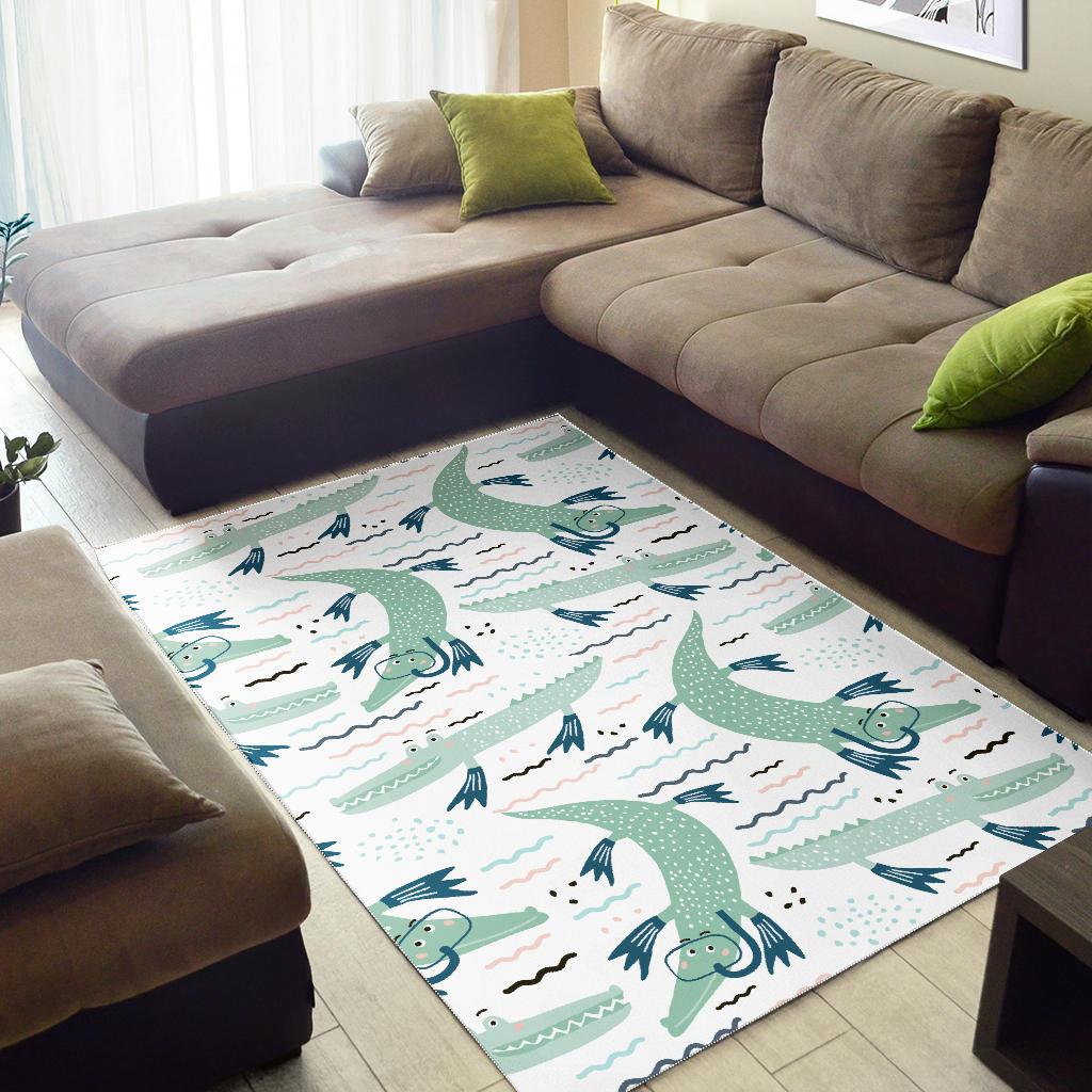 Crocodile diver pattern Area Rug
