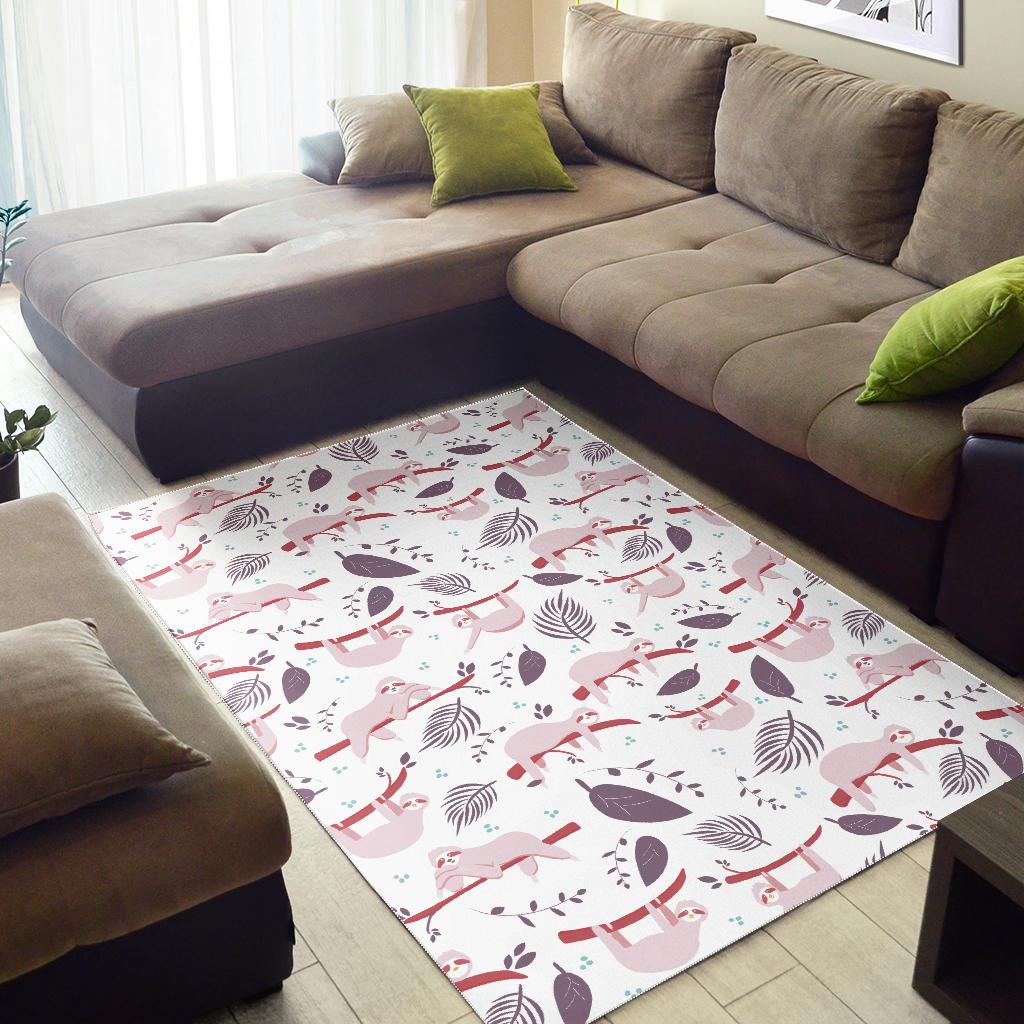 Sloth Leaves Pattern Area Rug