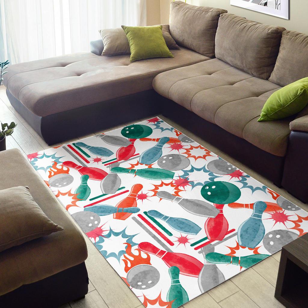 Watercolor bowling pattern Area Rug