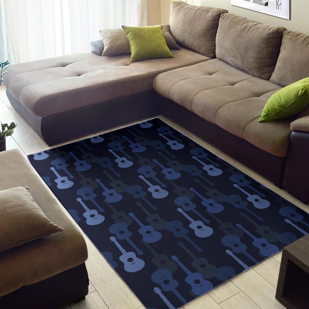 Blue Theme guitar pattern Area Rug