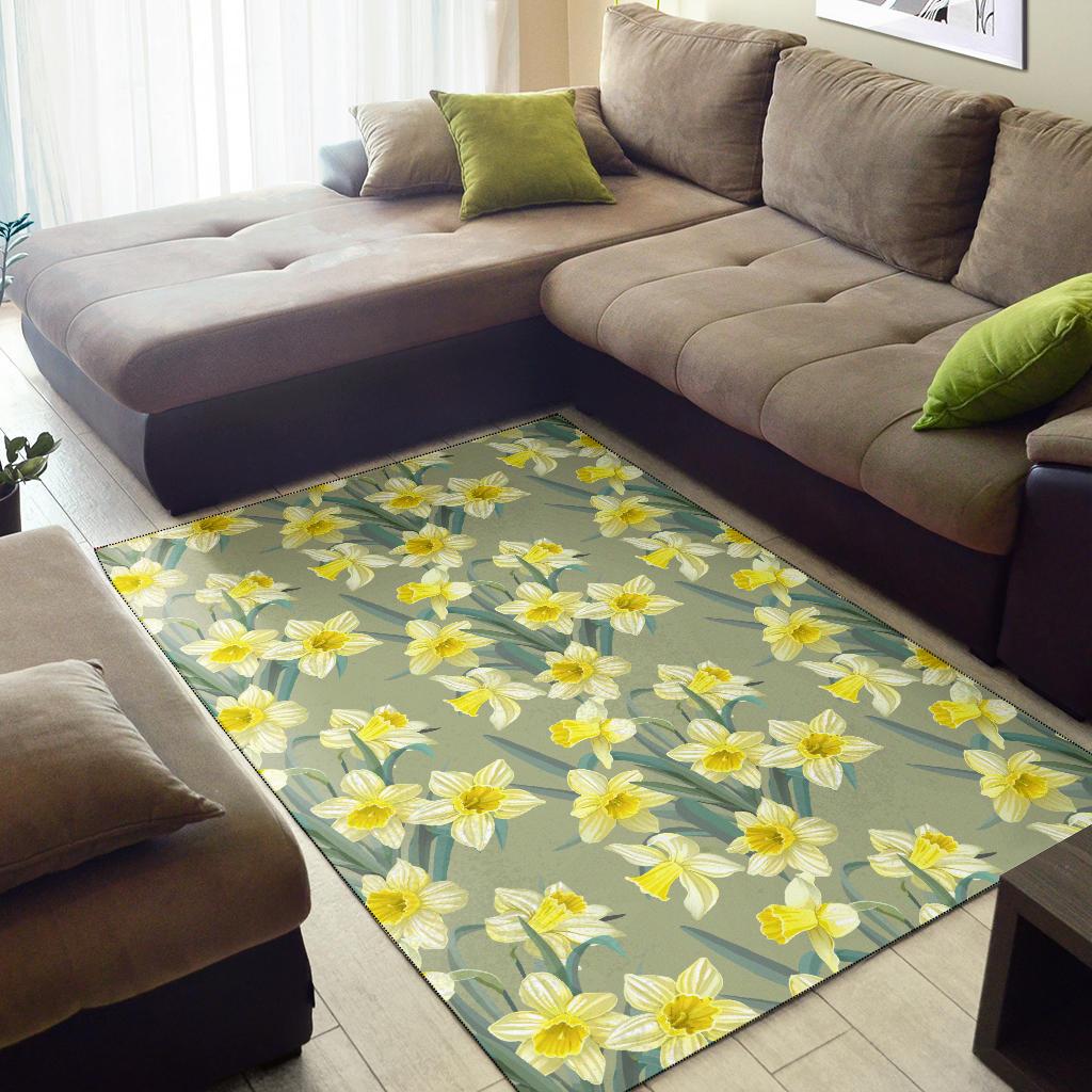 Daffodils Pattern Print Design DF01 Area Rugs