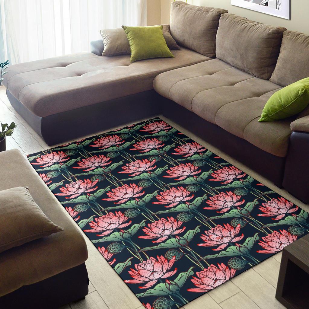 Water Lily Pattern Print Design WL03 Area Rugs