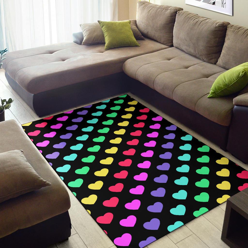 Heart Rainbow Pattern Print Design HE02 Area Rugs