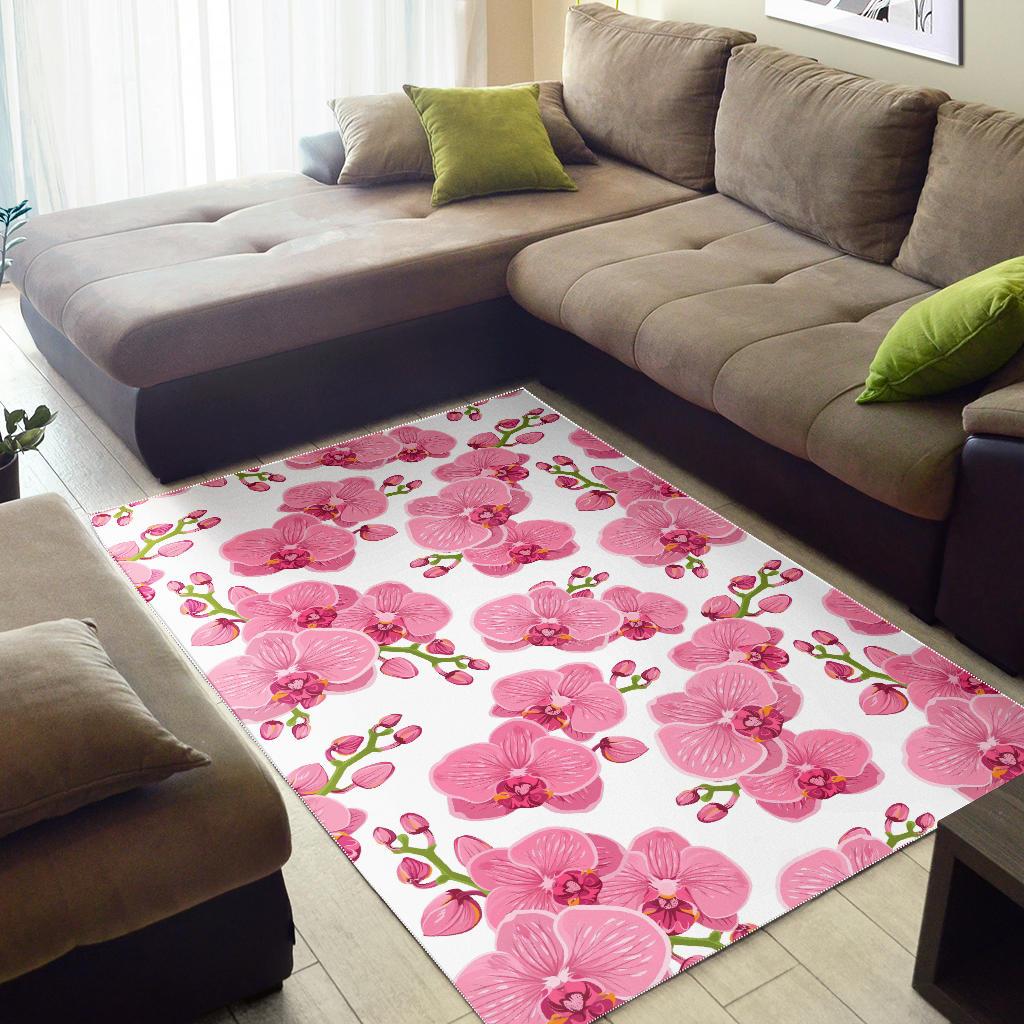 pink purple orchid pattern background Area Rug