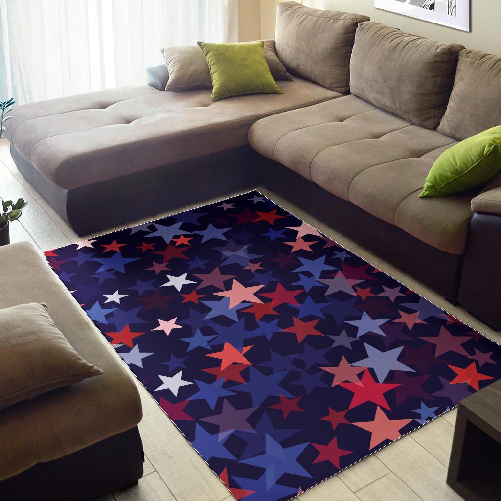 Red blue star pattern Area Rug