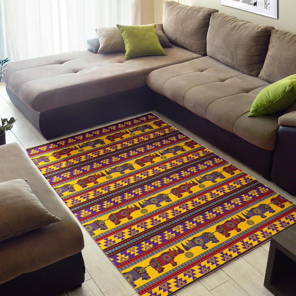 Rhino African Afro Dashiki Adinkra Kente Ethnic Motifs Area Rug