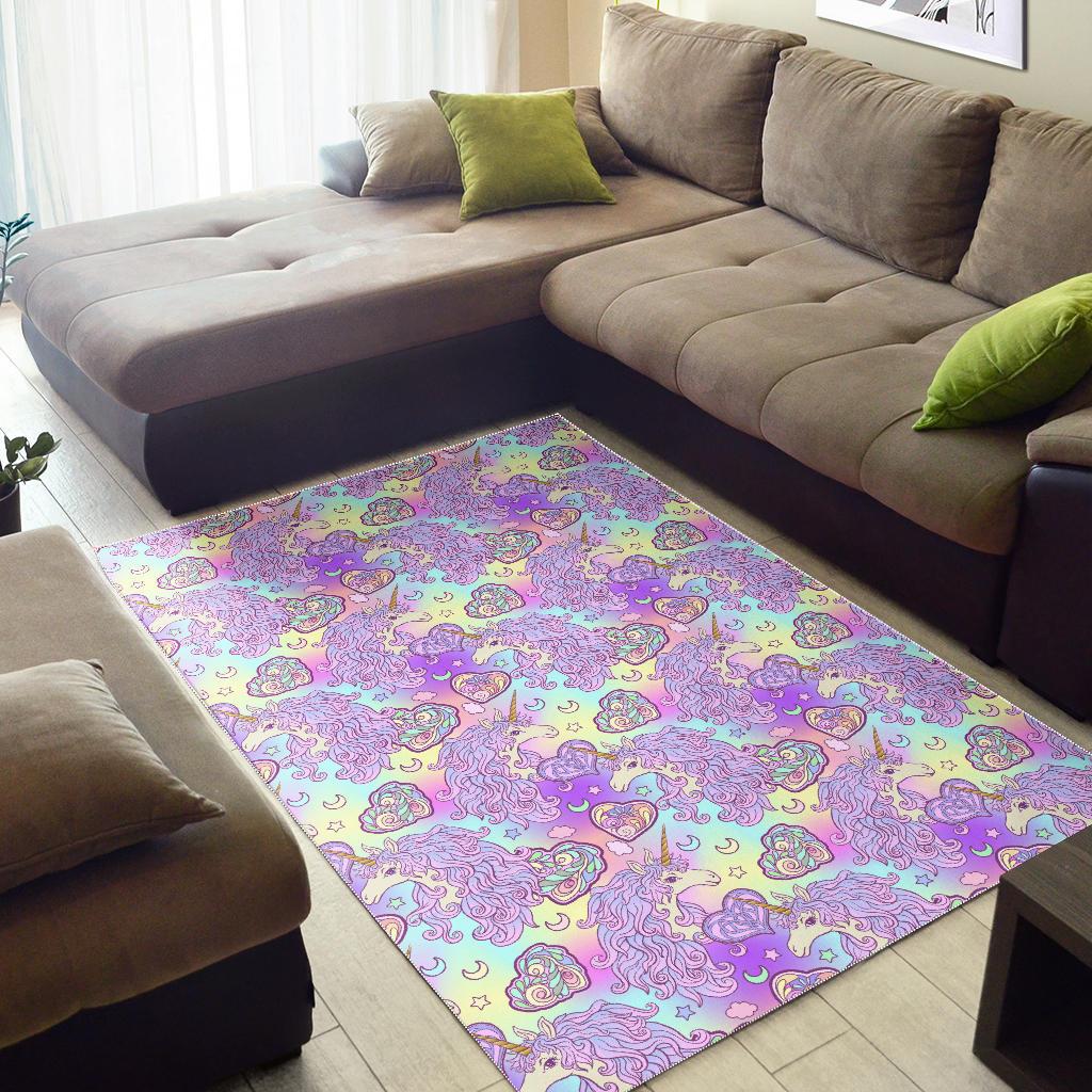 Unicorn Heart Pattern Area Rug