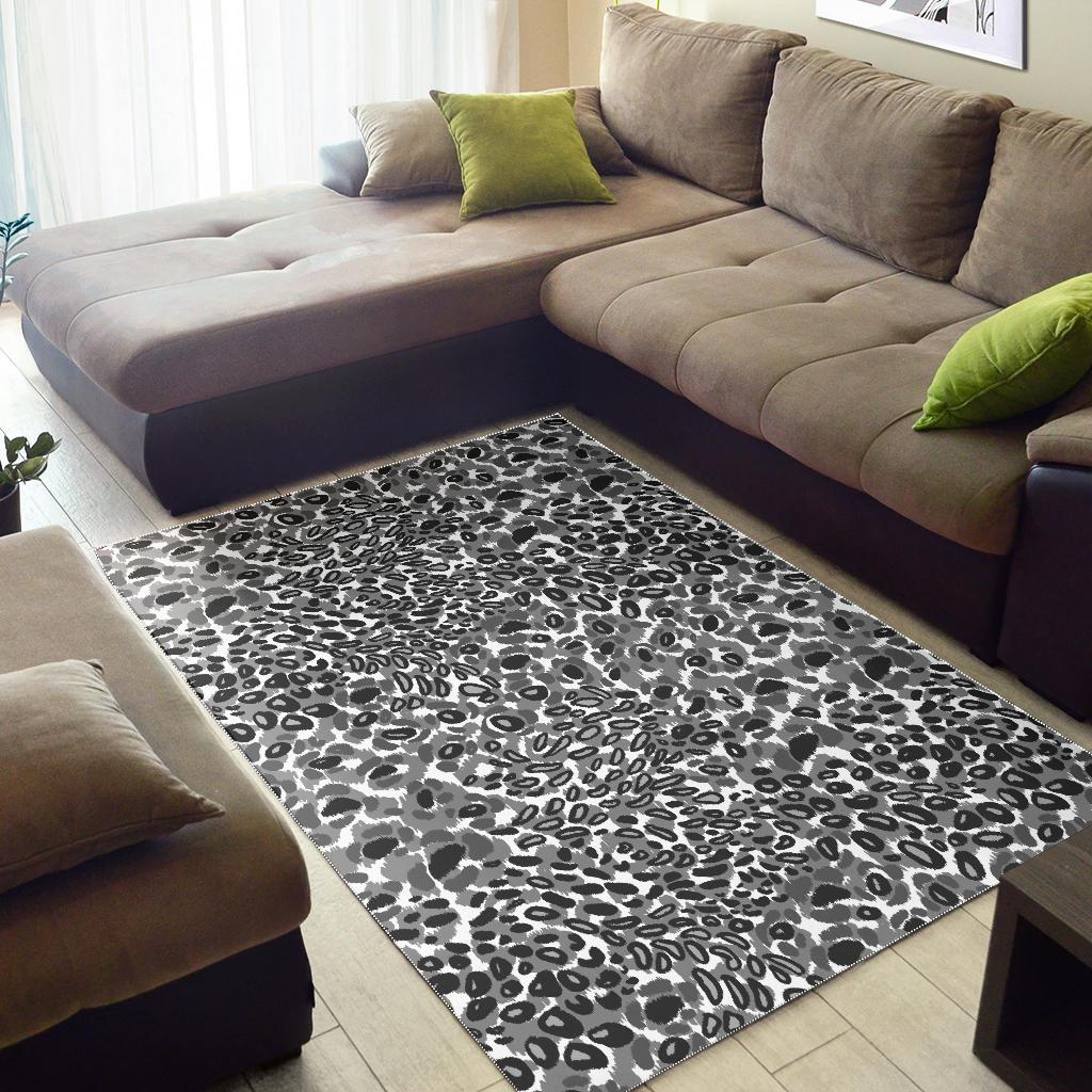 Gray Leopard Texture Pattern Area Rug