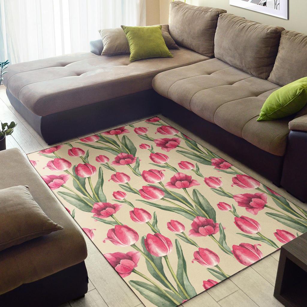 Tulip Pink Pattern Print Design TP06 Area Rugs