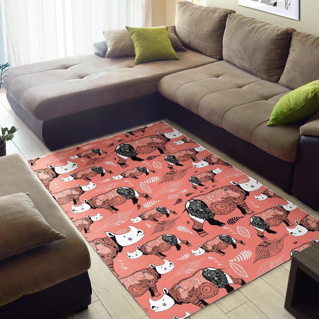 Rhino Tribal Pattern Area Rug