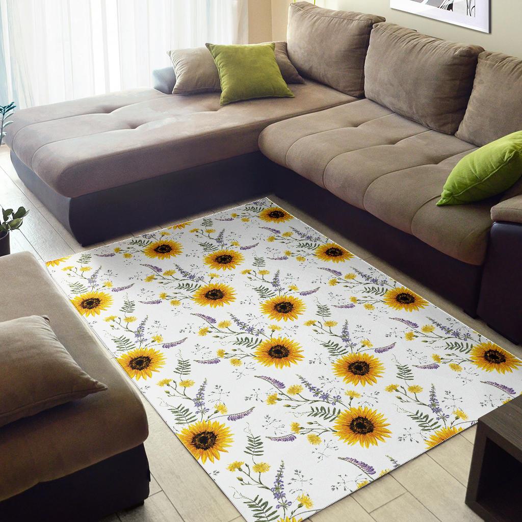 beautiful sunflowers pattern Area Rug