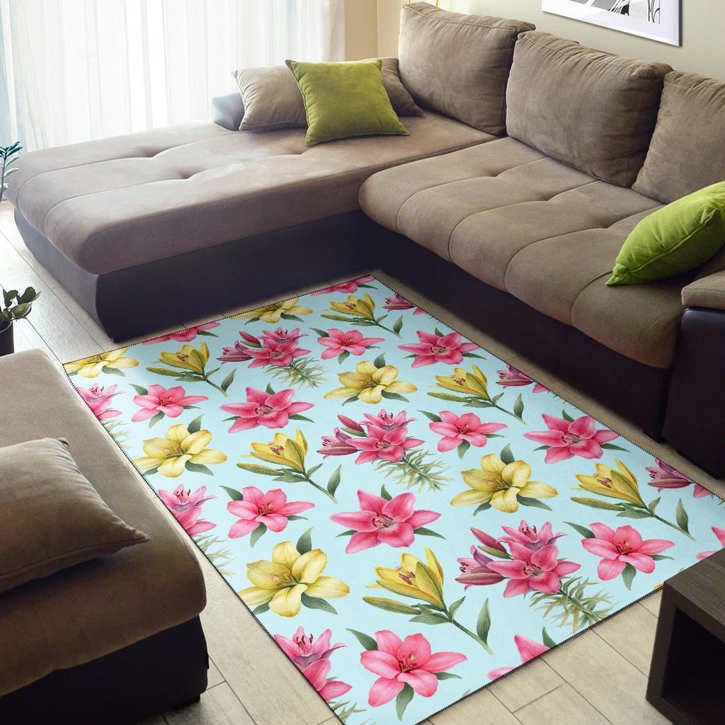 Lily Pattern Print Design LY010 Area Rugs