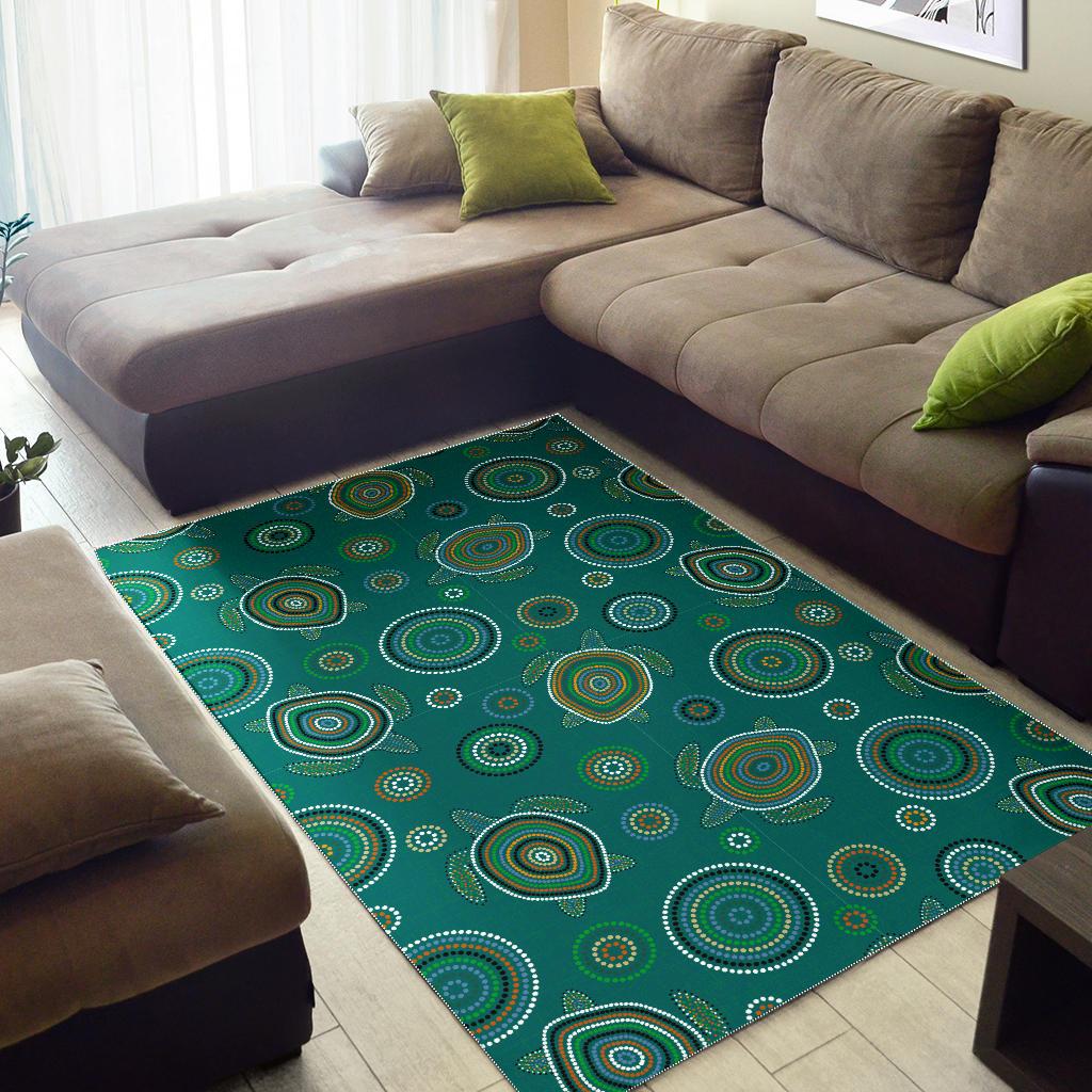 Sea Turtle Aboriginal Pattern Area Rug