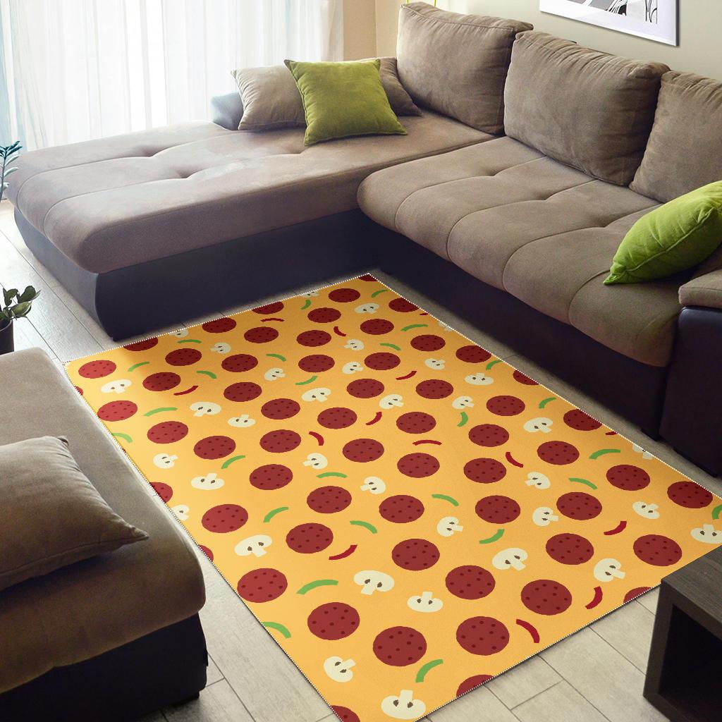 Pizza Salami Mushroom Texture Pattern Area Rug