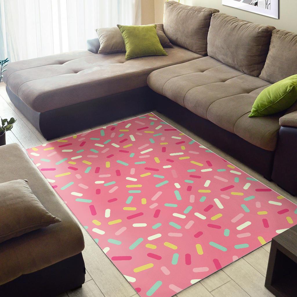 Pink donut glaze candy pattern Area Rug