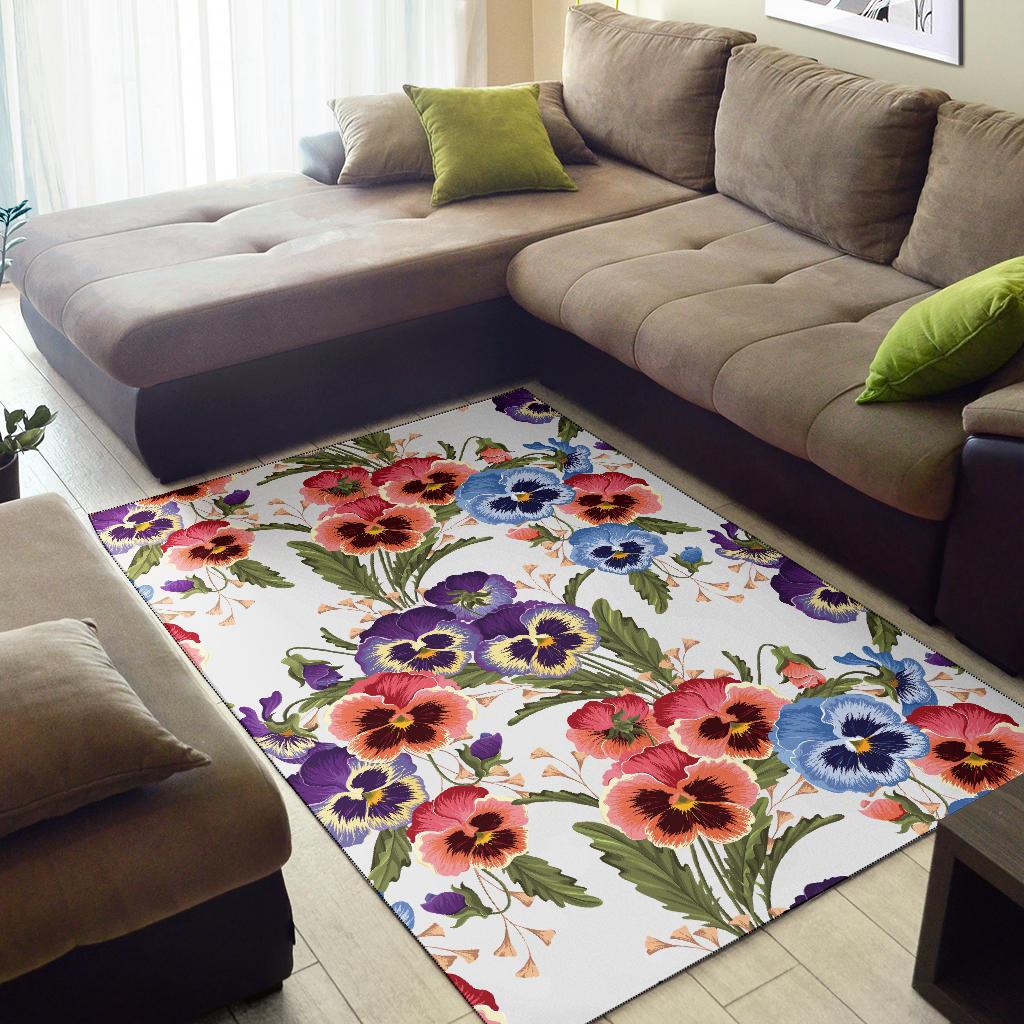 Pansy Pattern Print Design PS06 Area Rugs