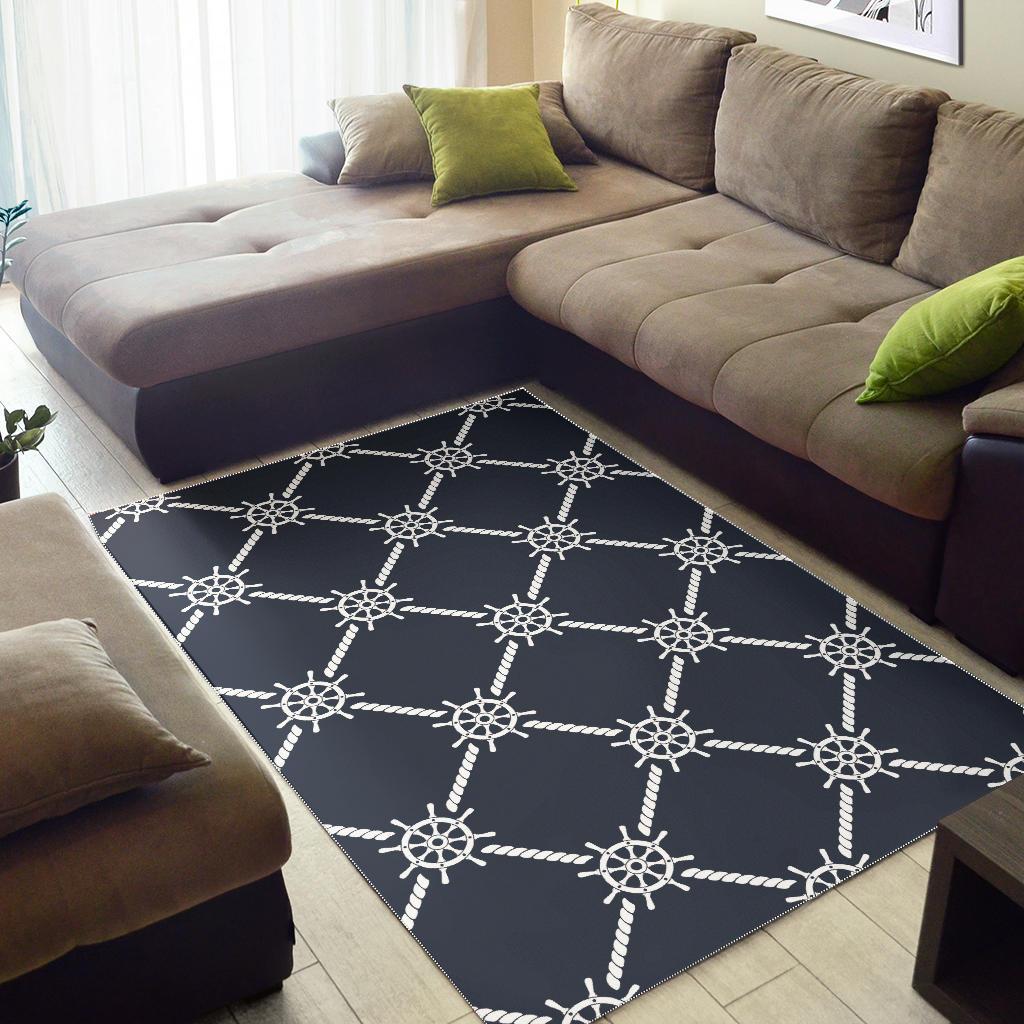 nautical steering wheel rope pattern Area Rug