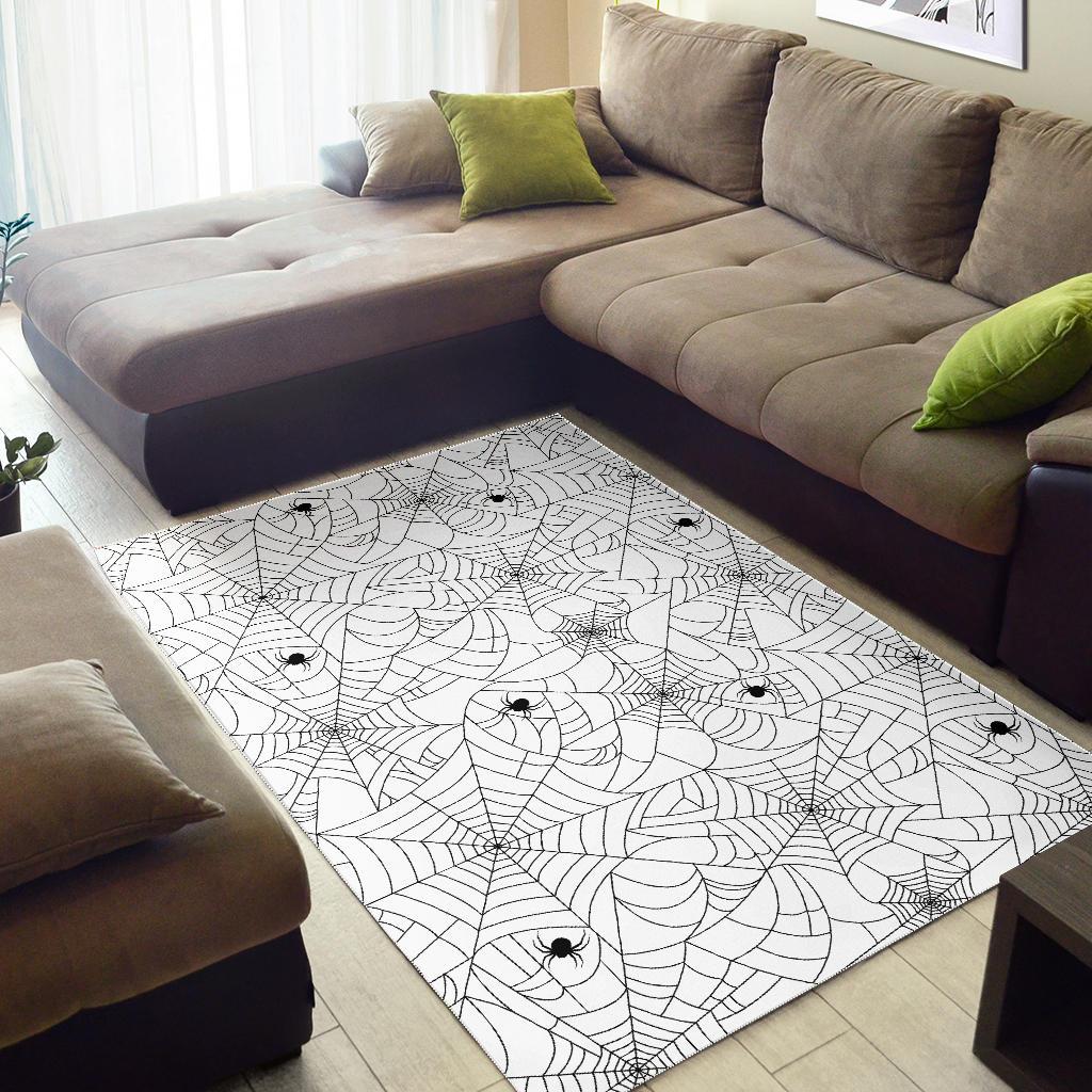 Spider web cobweb pattern white background Area Rug