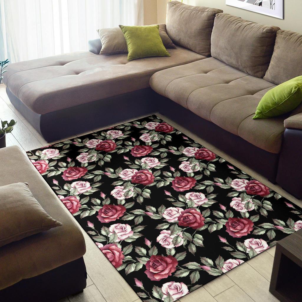 Rose Red Pink Pattern Print Design RO03 Area Rugs