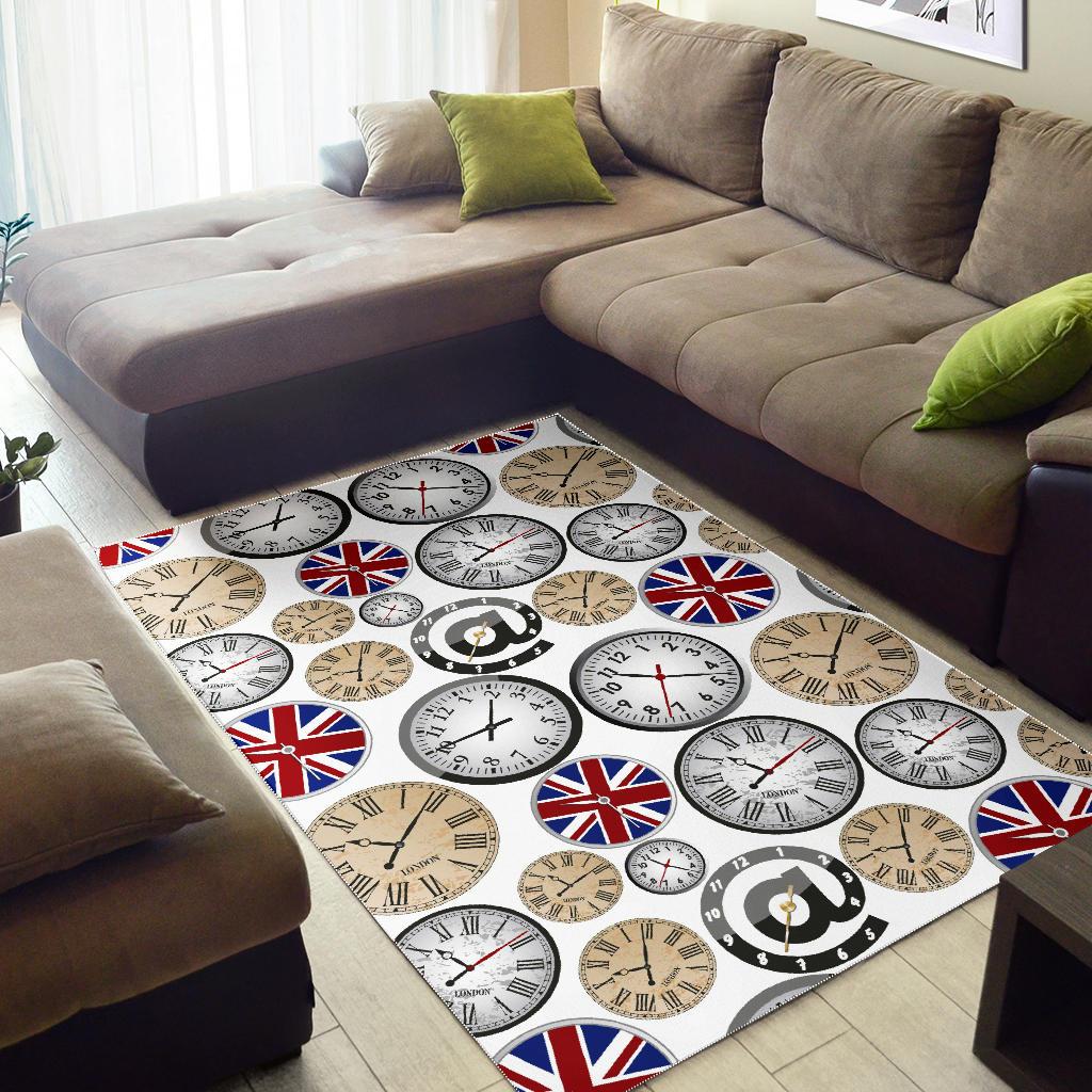 Wall Clock UK Pattern Area Rug