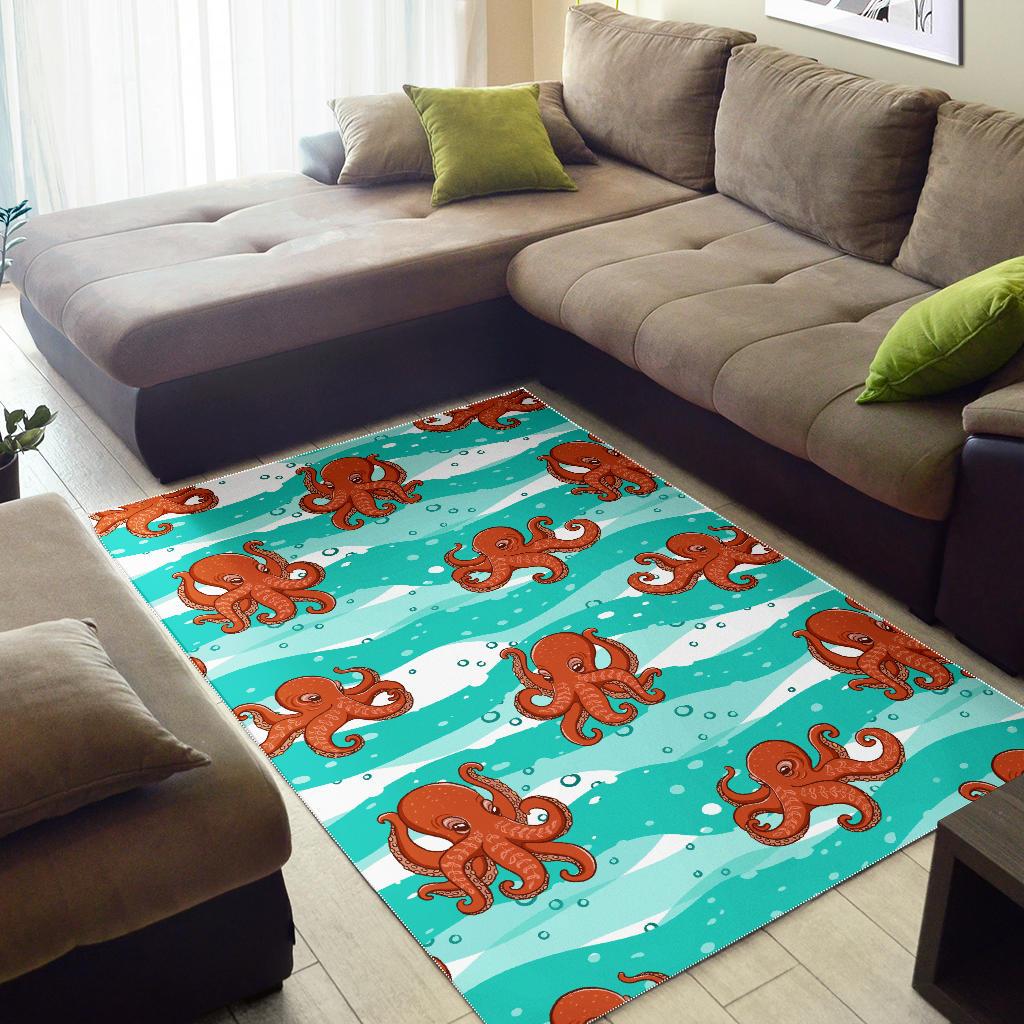 Octopuses sea wave background Area Rug