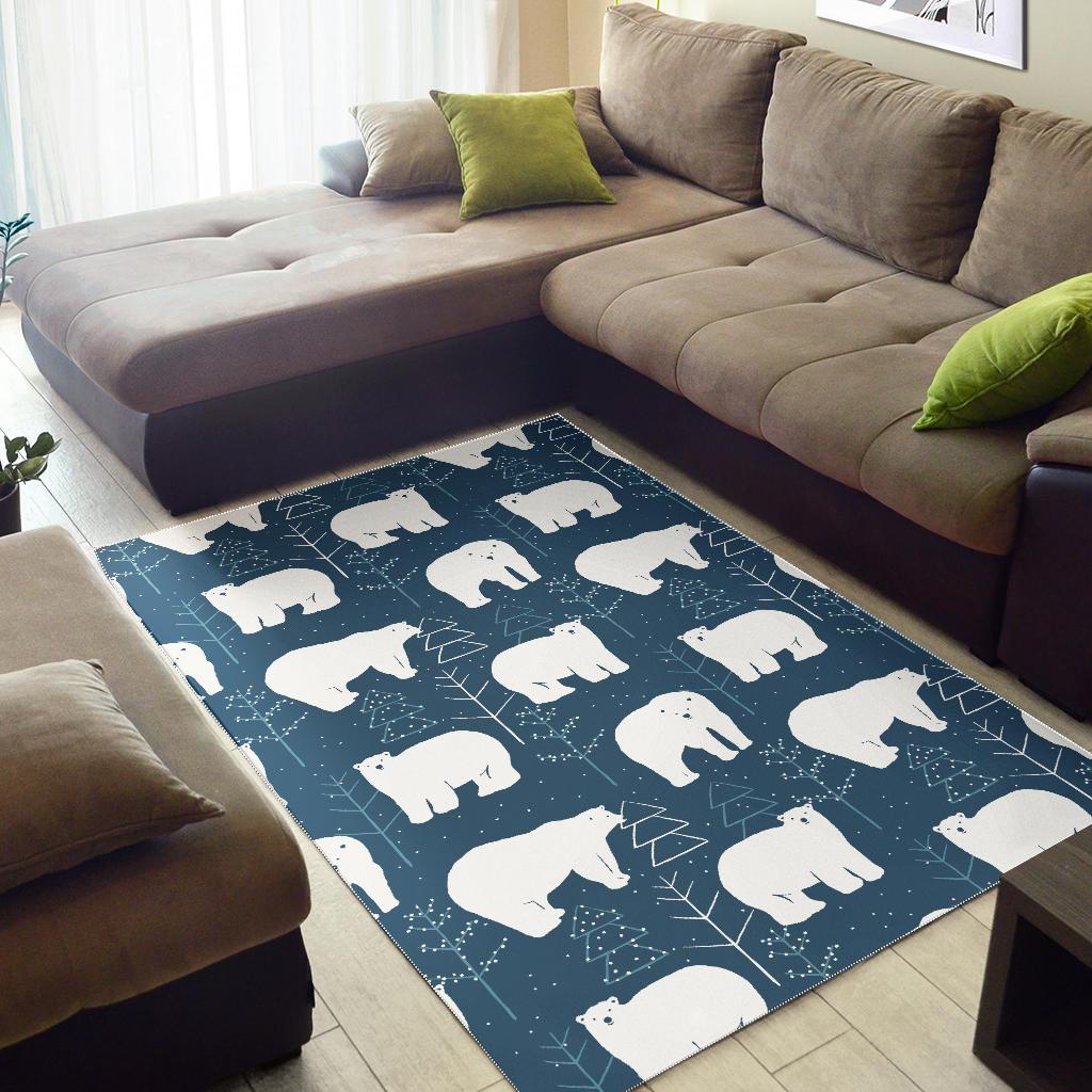 polar bear mother her child pattern Area Rug