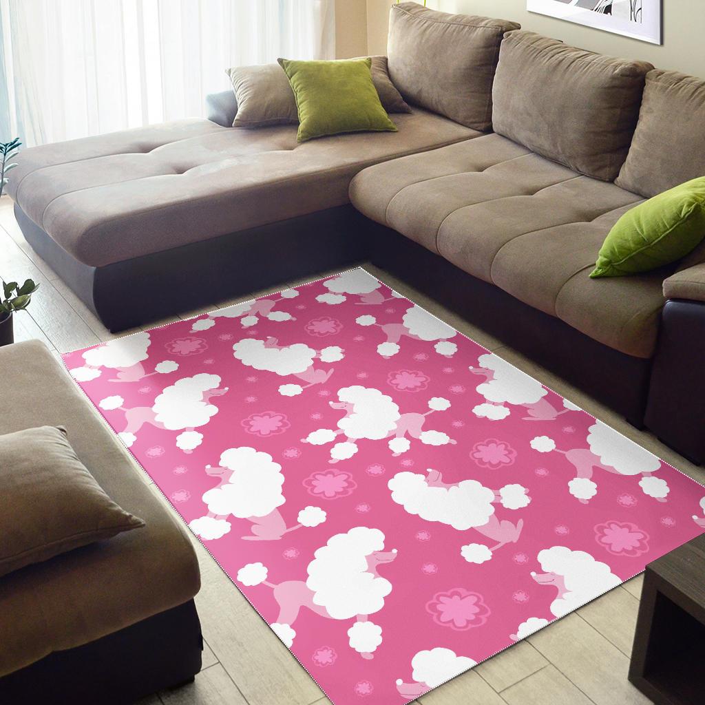 Poodle Pink Theme Pattern Area Rug