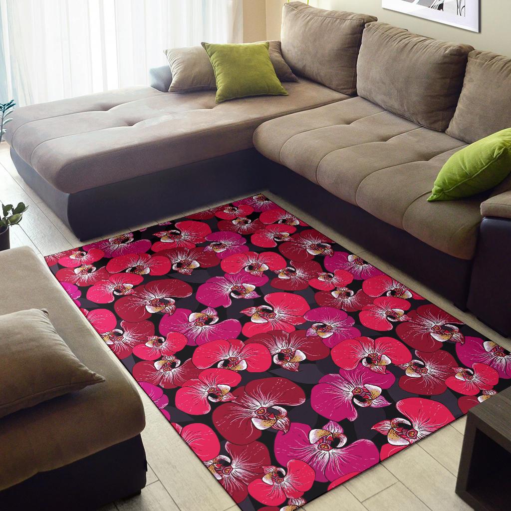 Orchid Red Pattern Print Design OR05 Area Rugs