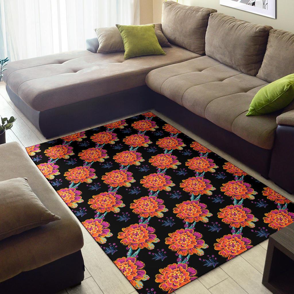 Marigold Pattern Print Design MR04 Area Rugs
